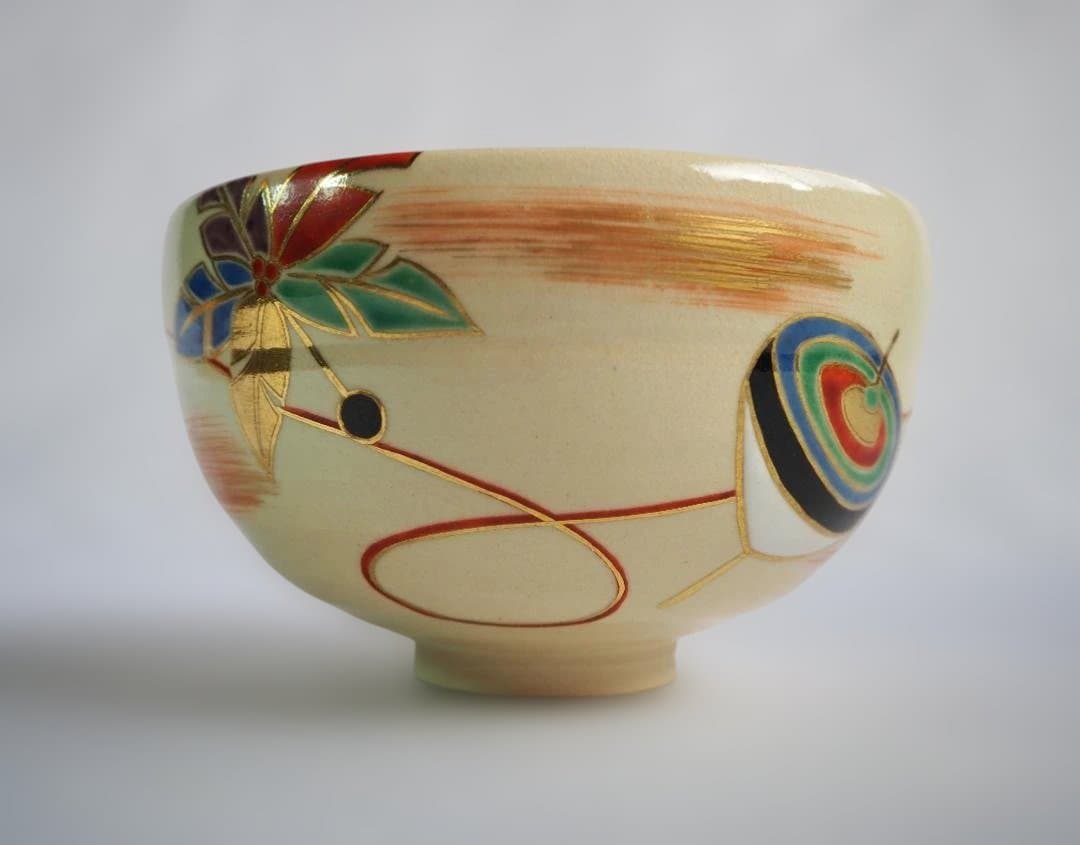 裏千家15世鵬雲斎御書付『色絵駒絵茶碗』銘：春風 16代永樂善五郎造（即全）