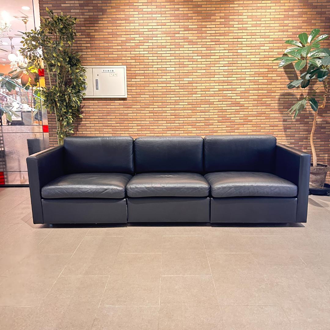 【高級名作】♥Knoll（ノル）本革 3人掛けソファ ブラック