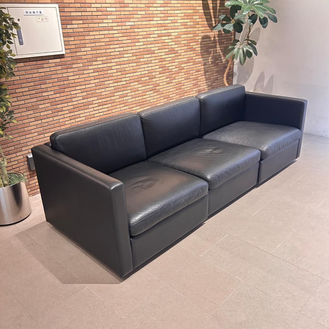 【高級名作】♥Knoll（ノル）本革 3人掛けソファ ブラック