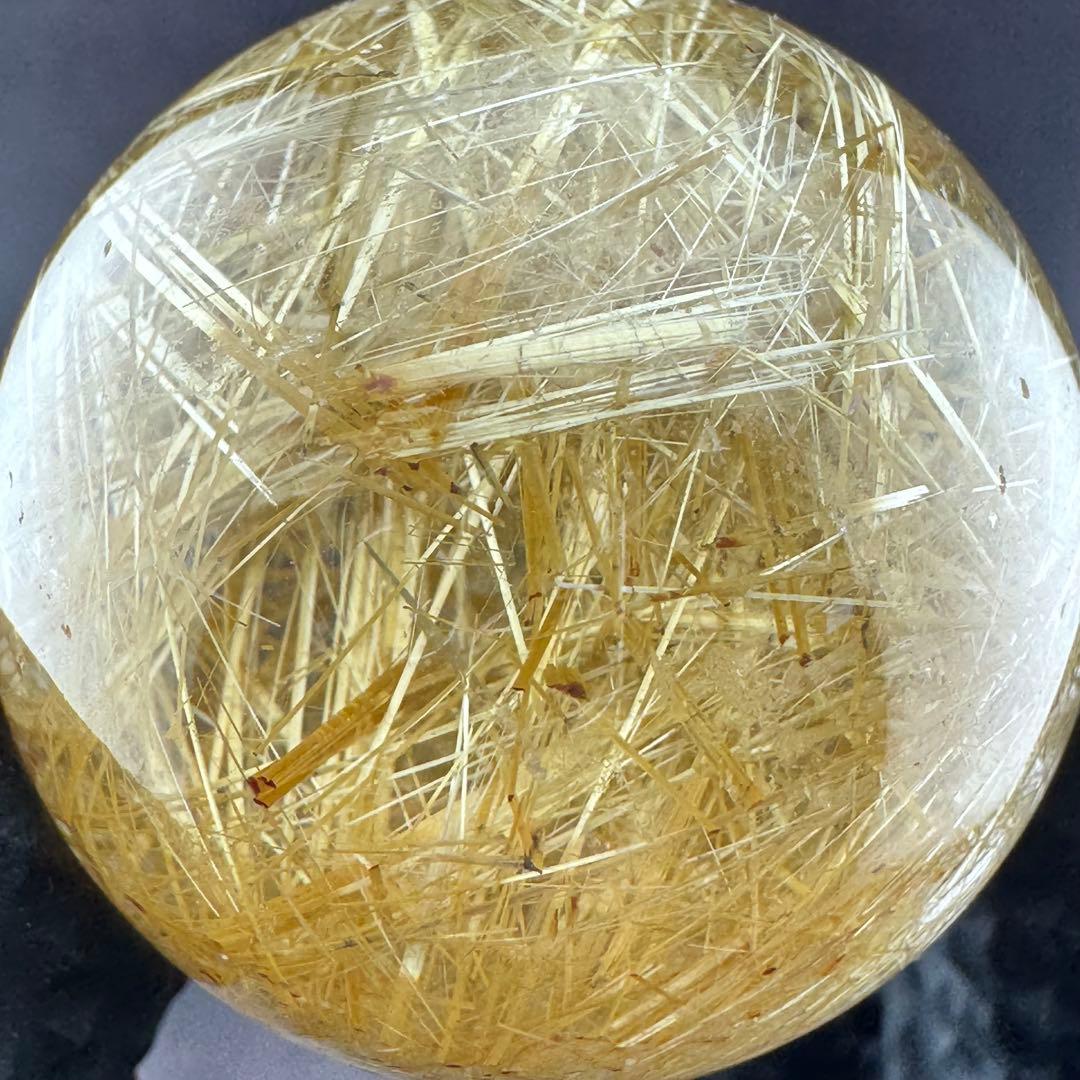 M-41高品質タイチンルチル丸玉　針密集 ゴールドルチルスフィア　天然石30mm