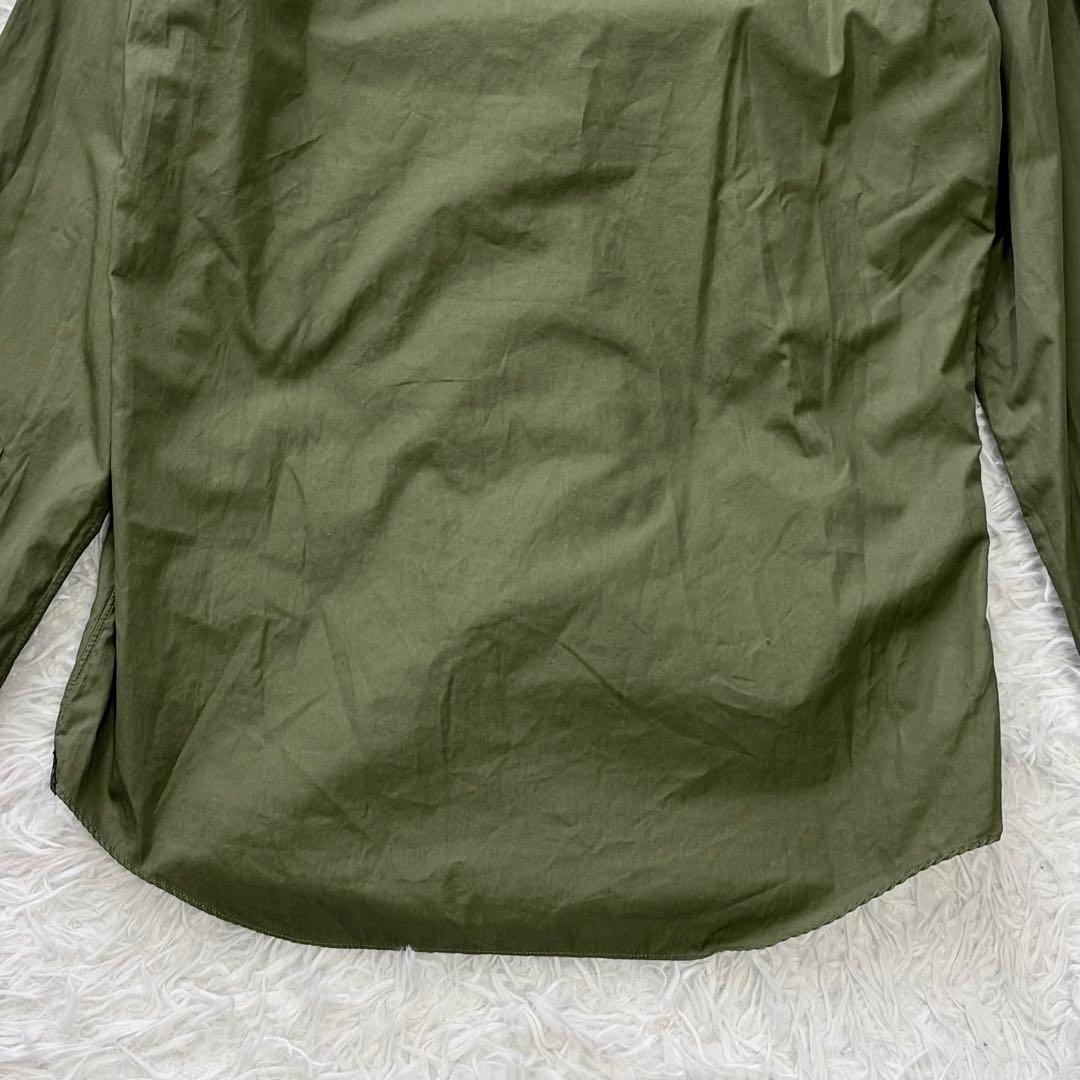 タグ付き未使用✨Finamore ホリゾンタルカラーシャツ コットン オリーブS