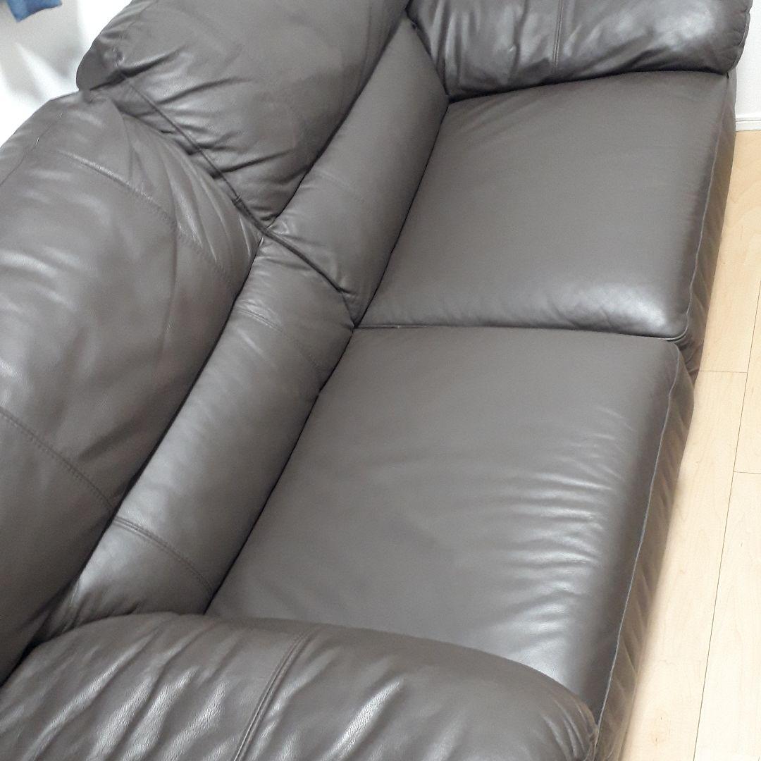 ダークブラウン レザー 3人掛けソファ