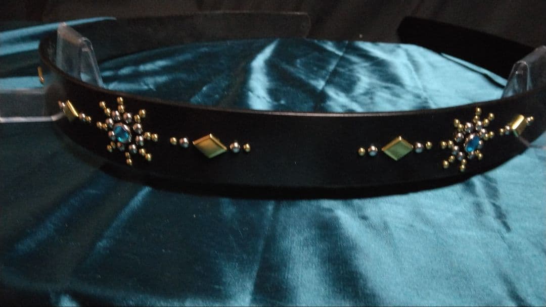 昭南ベンズレザー　スタッズベルト　ニッケル＆ブラス　アクアブルー