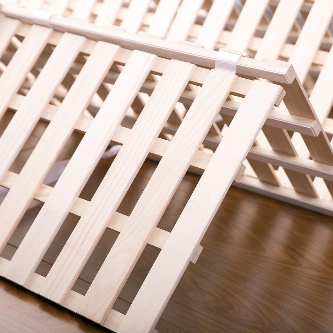 すのこベッド 折りたたみ 天然桐 四つ折り ベッドフレーム ダブル 4折桐木床