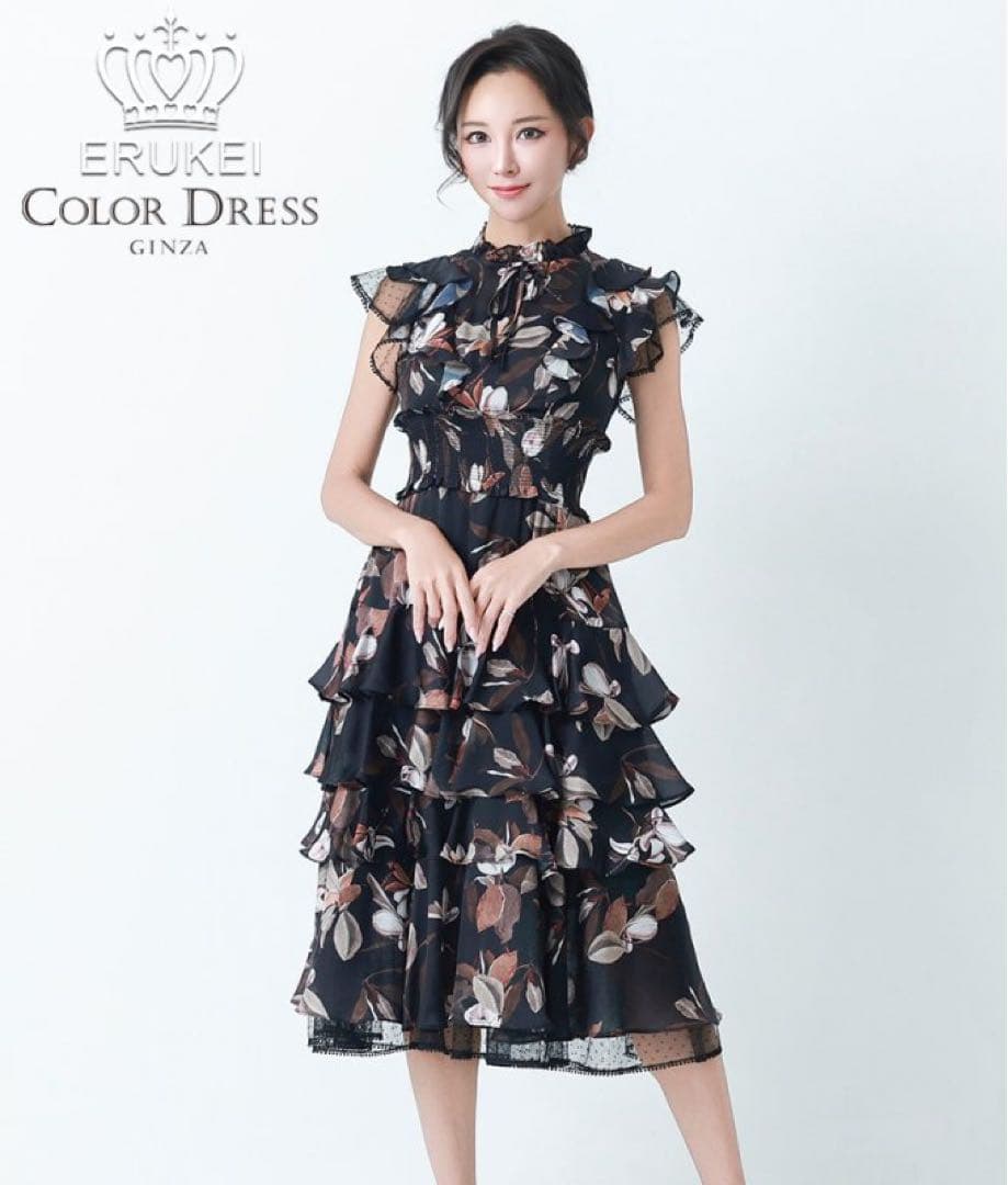 ERUKEI フラワープリント フリルドレス最終値下げ