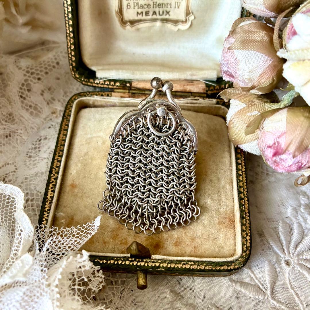 ドール用小さなメッシュパース　シャトレーン用ケース　フランスアンティーク