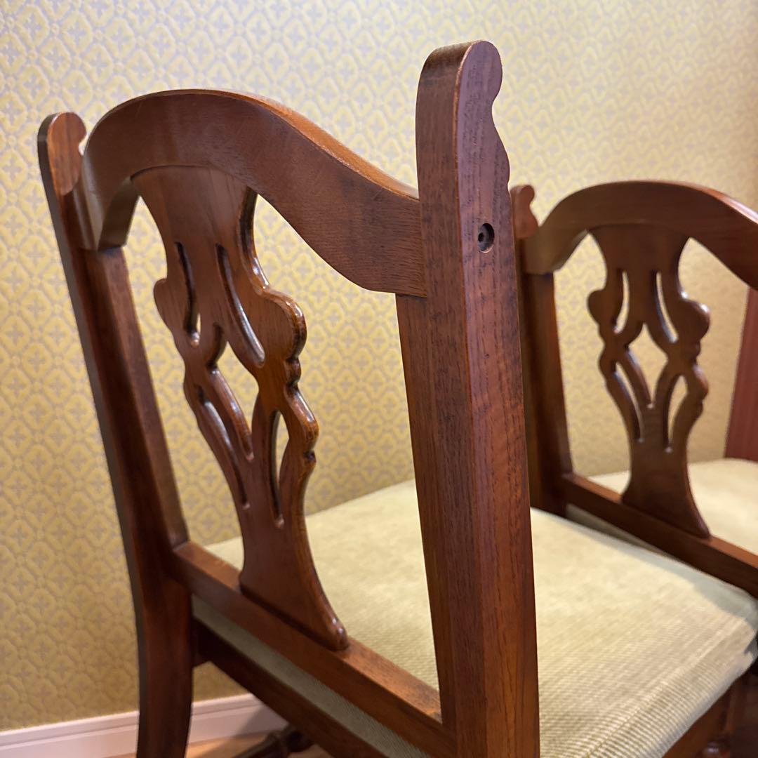 三越ブルージュ ダイニングチェア オーク材フレーム モケットファブリック