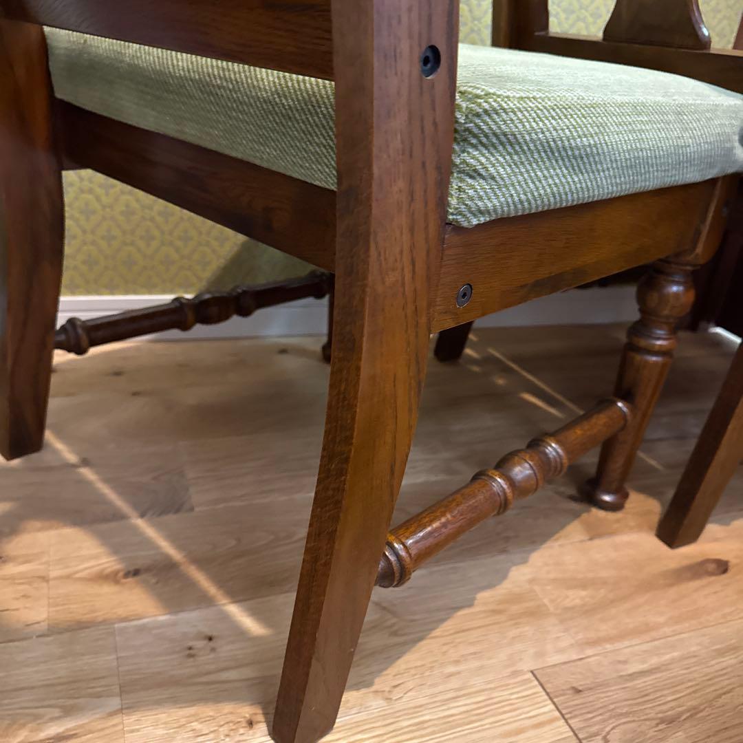 三越ブルージュ ダイニングチェア オーク材フレーム モケットファブリック