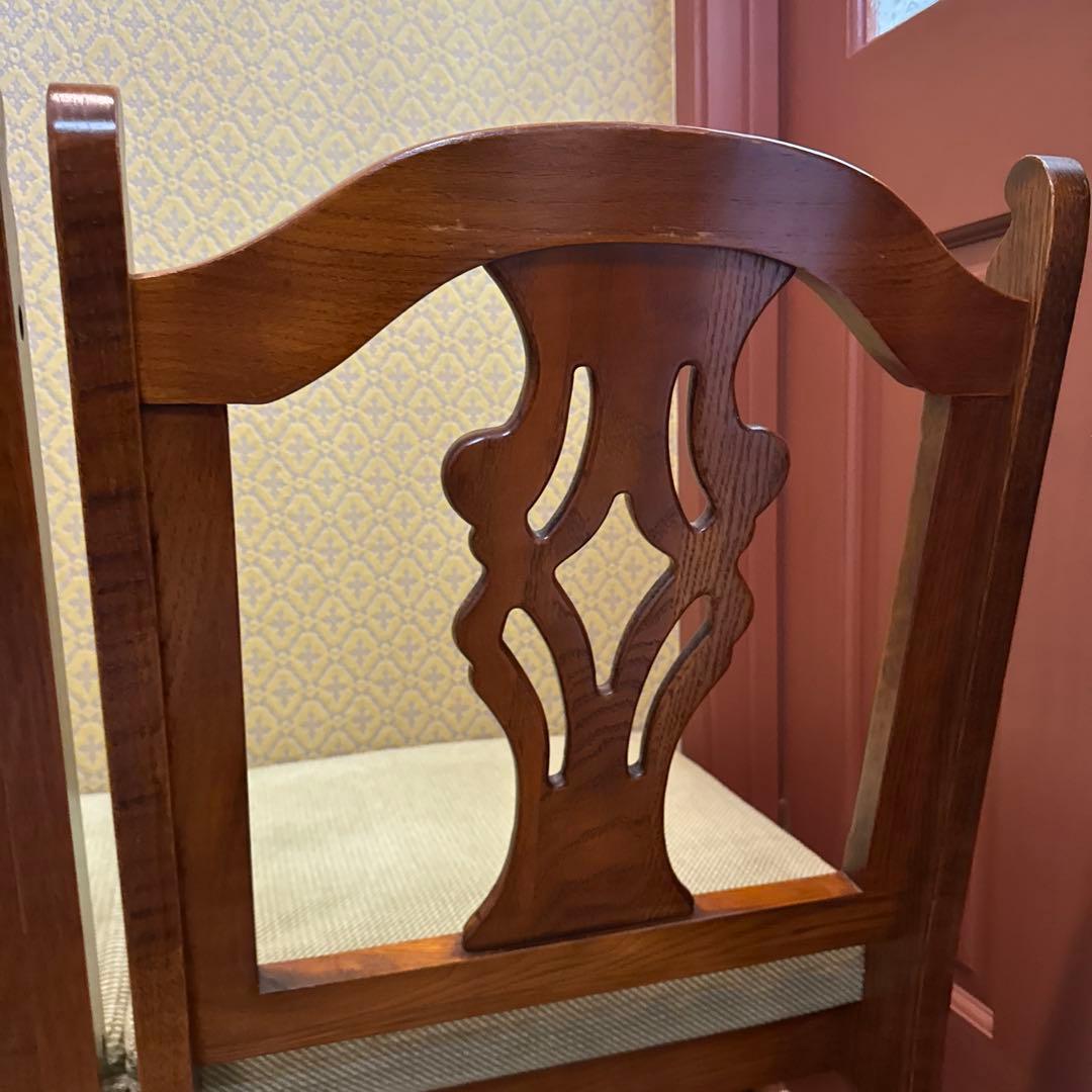 三越ブルージュ ダイニングチェア オーク材フレーム モケットファブリック