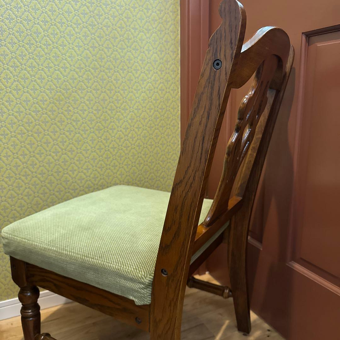 三越ブルージュ ダイニングチェア オーク材フレーム モケットファブリック