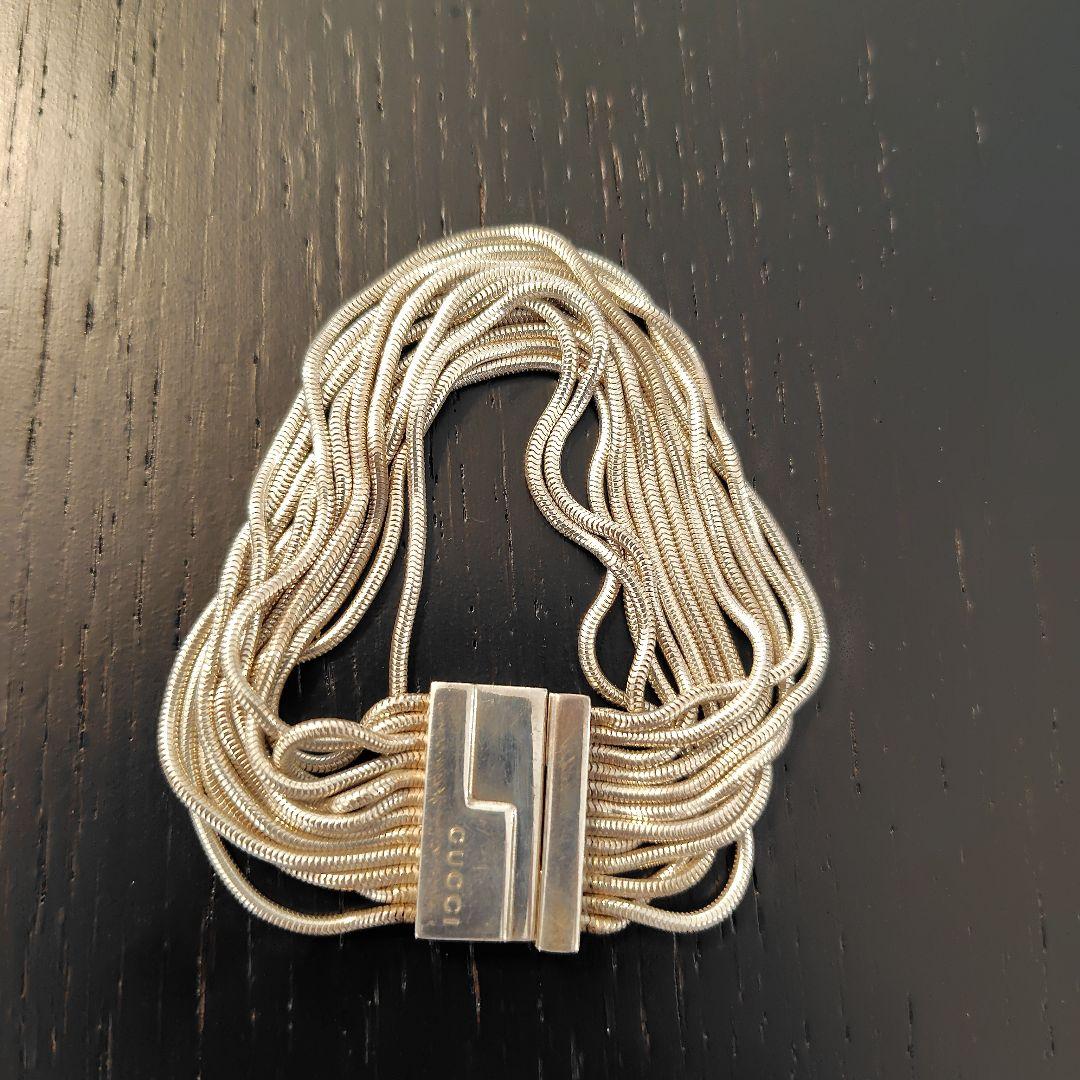【希少】GUCCI ヴィンテージ スネークチェーン ブレスレット シルバー925