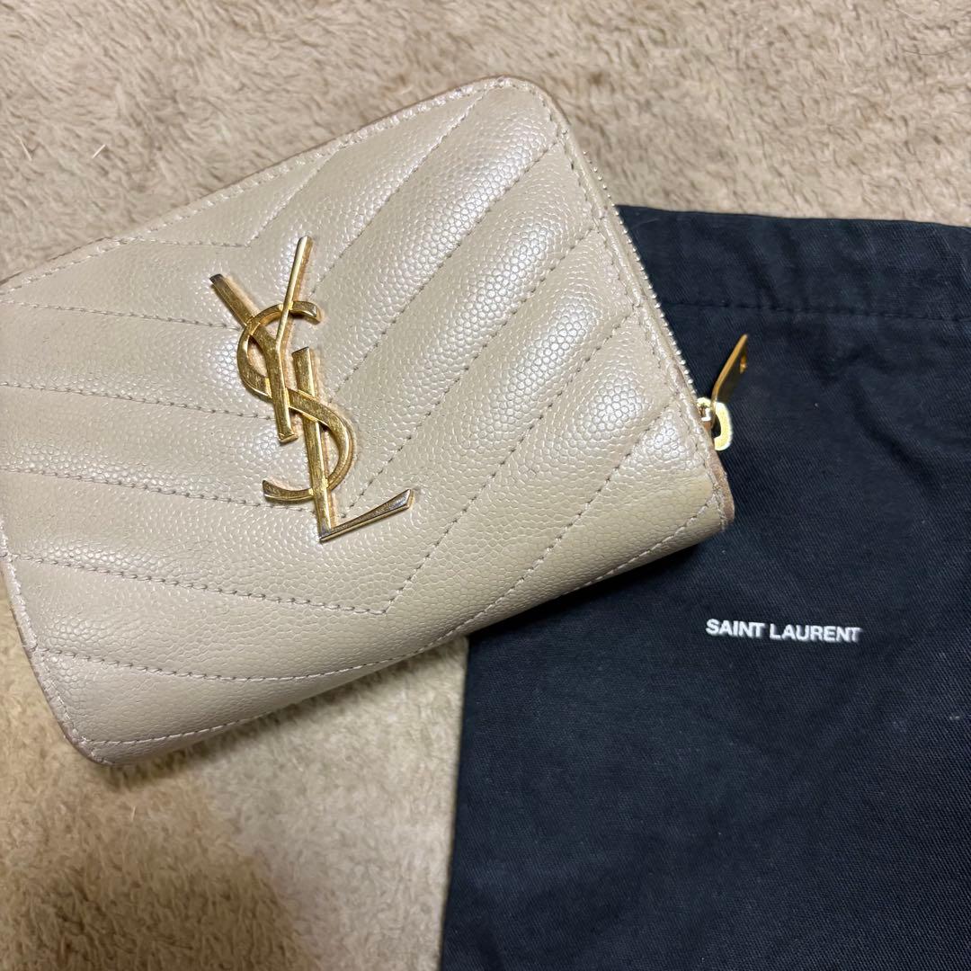 サンローラン　財布　SAINT LAURENT ベージュ　二つ折り財布