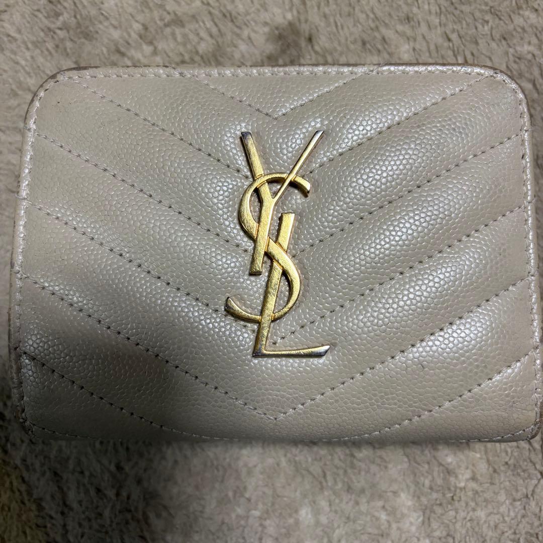 サンローラン　財布　SAINT LAURENT ベージュ　二つ折り財布