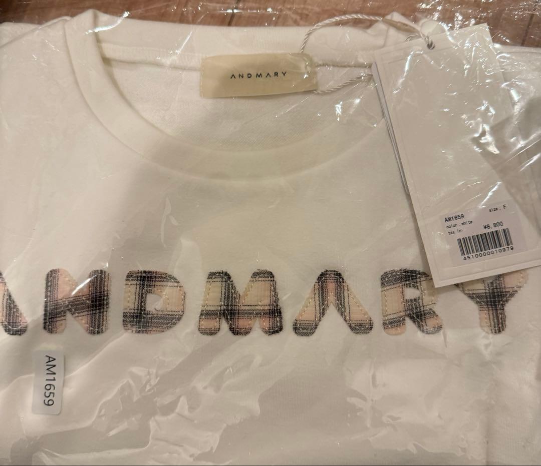 トップス andmary Mary logo pattern tops white