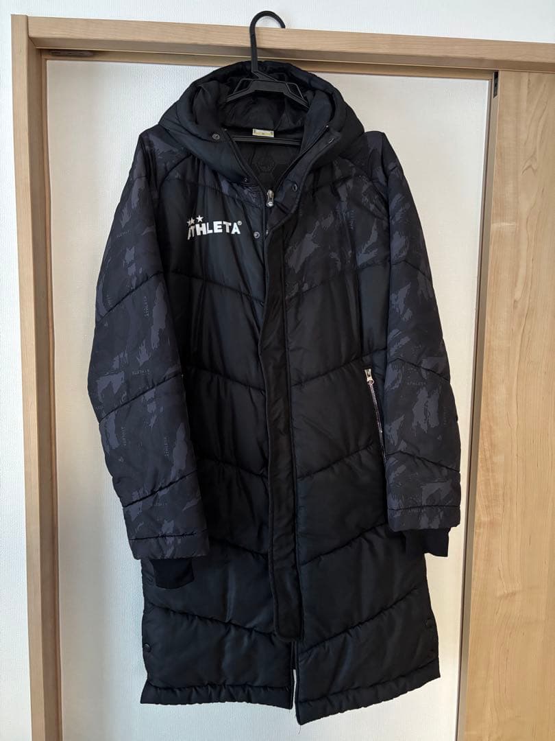ATHLETA アスレタ ベンチコート ロング ダウン M ブラック 防寒