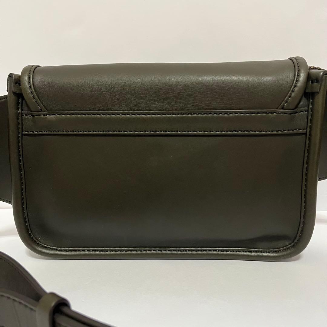 美品✨オールドコーチ　ウエストバッグ　ボディバッグ　レザー　ターンロック　カーキ
