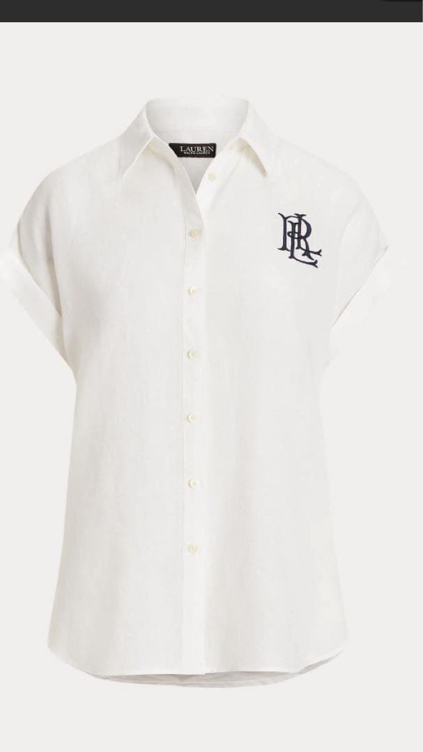 ローレン　ラルフローレン リネン　ブラウス　ロゴ入り