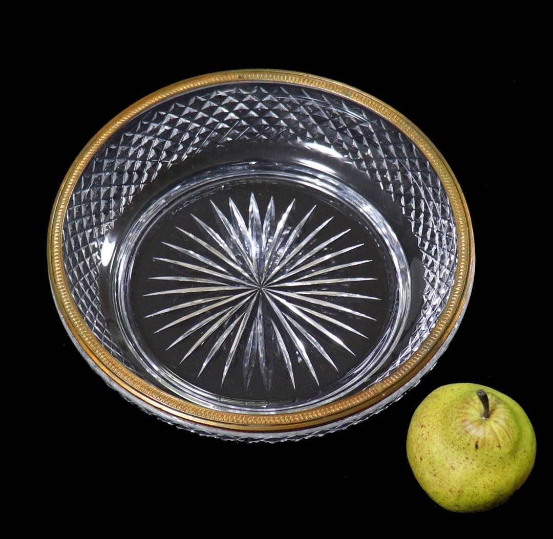オールド・バカラ 明治～大正時代 春海商店特注 金装飾霰切子大鉢 ギヤマン