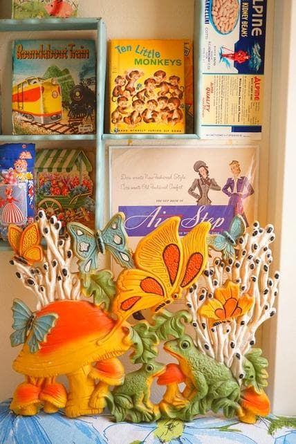 USA 60’s 70's ヴィンテージ 壁掛け マッシュルーム かえる 蝶