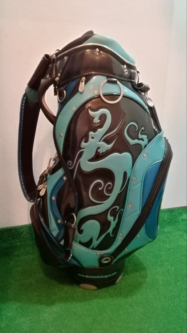 ダンスウィズドラゴン　キャディバッグ　エナメル　ブラック×ブルー