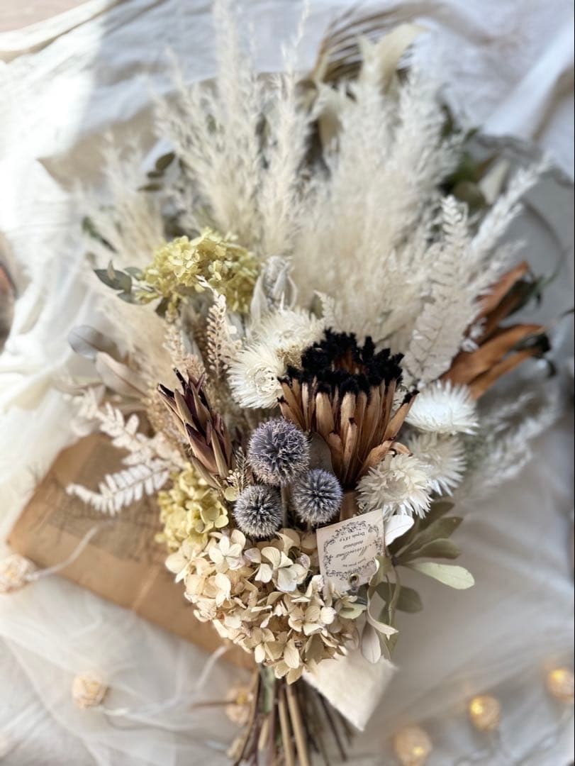 ＊プロテアとパンパスグラスのアンティークスワッグ＊　73㌢　ネイティブフラワー