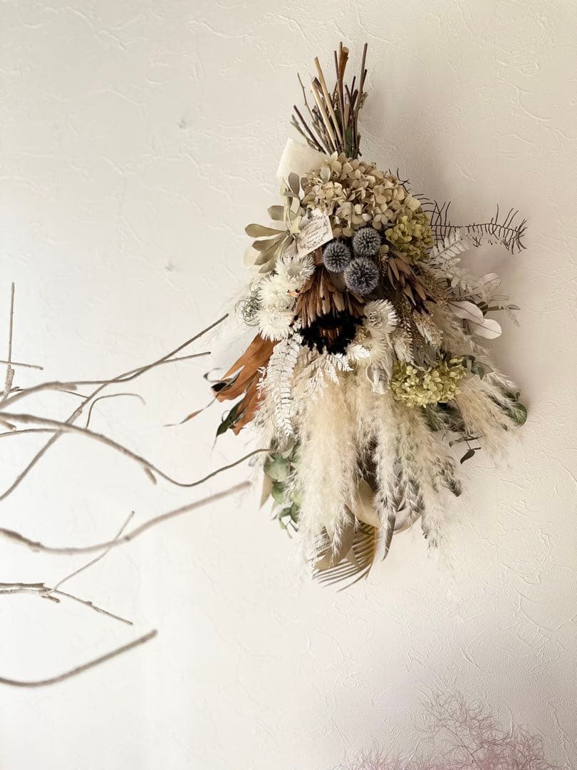 ＊プロテアとパンパスグラスのアンティークスワッグ＊　73㌢　ネイティブフラワー