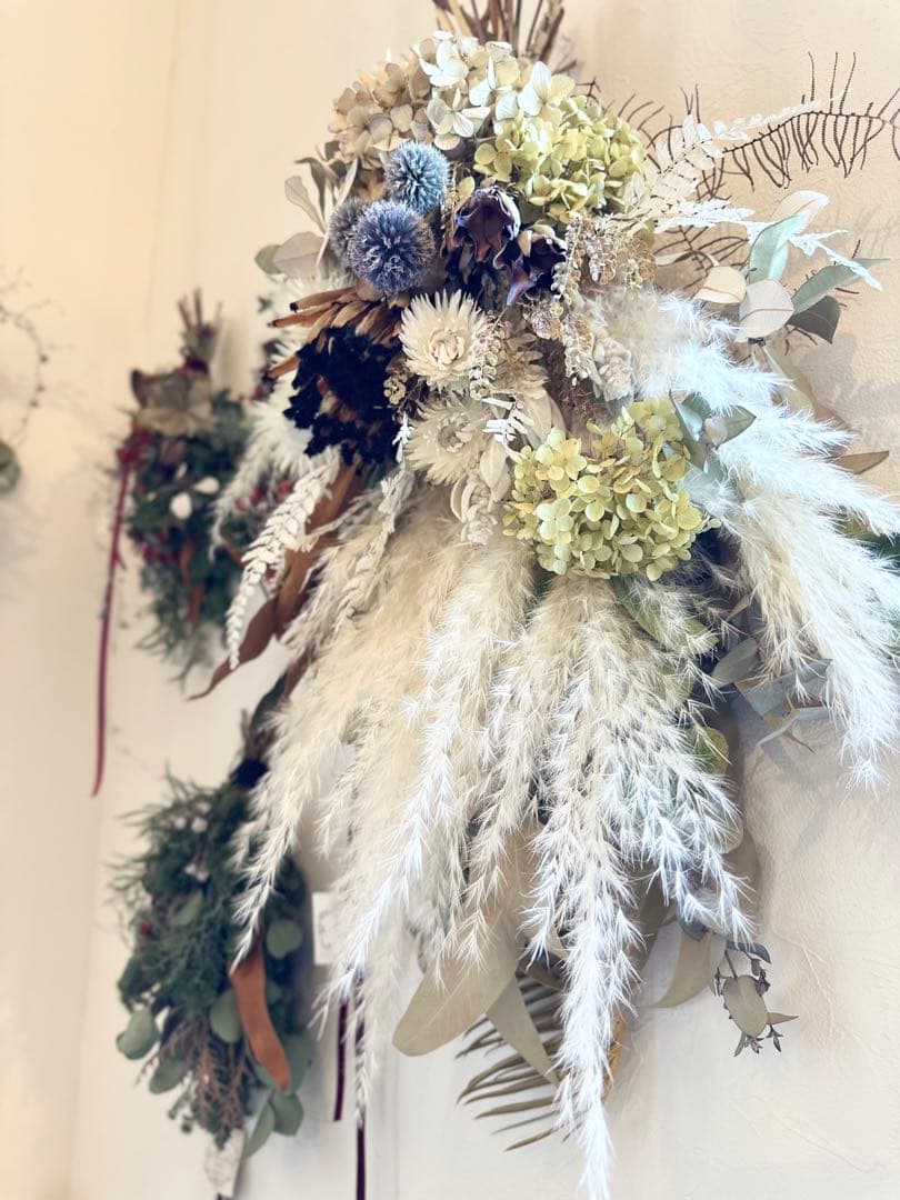 ＊プロテアとパンパスグラスのアンティークスワッグ＊　73㌢　ネイティブフラワー