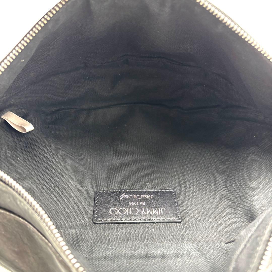 美品 ジミーチュウ ボディバッグ レザー ロゴ スタッズ スター 斜め掛け 黒