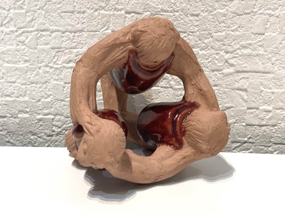 297【蓋置　2点セット】高台寺窯　三猿　阿山造　色絵　唐松　茶道具　茶事　茶道