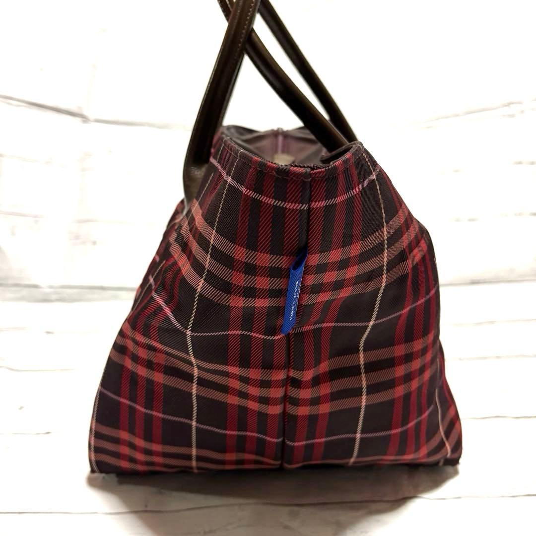 希少カラー バーバリー ブルーレーベル トートバッグ ノバチェック　レッド