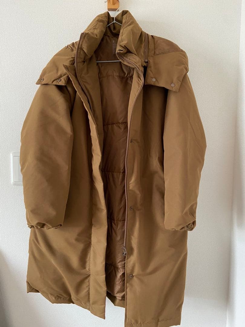 無印良品　撥水フード付きダウンコート M ダークベージュ