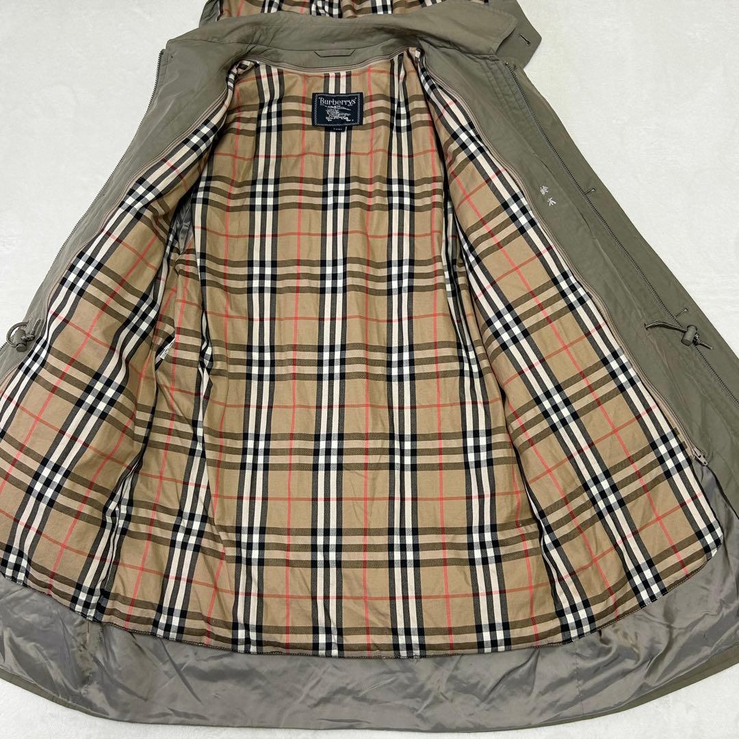 美品 バーバリー ノバチェック ダウンライナー ステンカラーコートL 90s古着