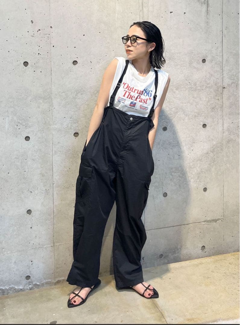 お値下げ★ungridアングリッド★ミリタリーらルーズサロペット★F ブラック