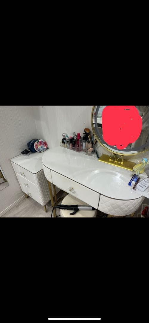 ドレッサー　スツール　LEDライト付きミラー