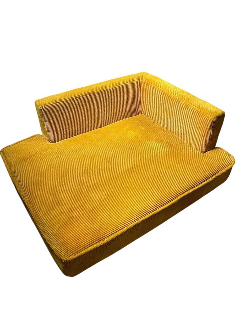 カリモク　イエロー コーナーソファ コーデュロイ