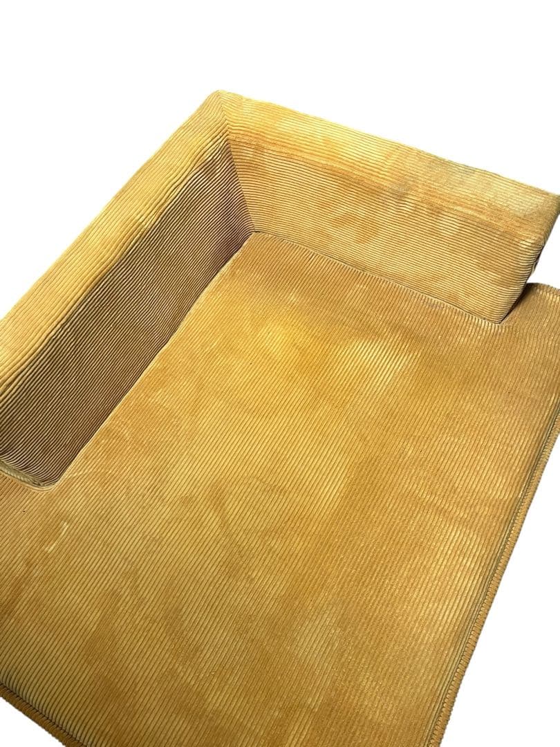 カリモク　イエロー コーナーソファ コーデュロイ