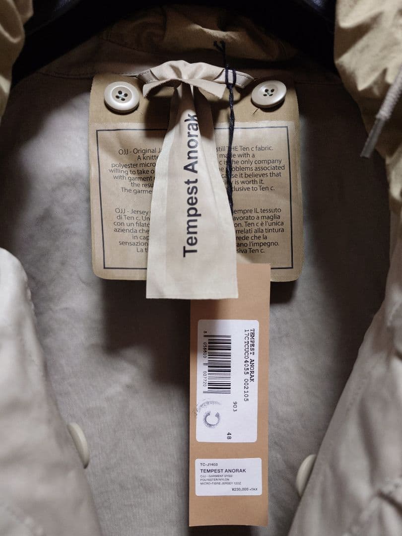 未使用 Ten c テンシー TEMPEST ANORAK 48 BEIGE