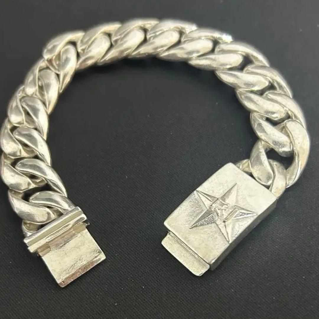 シルバー925 ツイスト星モチーフ チェーンブレスレット ★スター五芒星シンプル