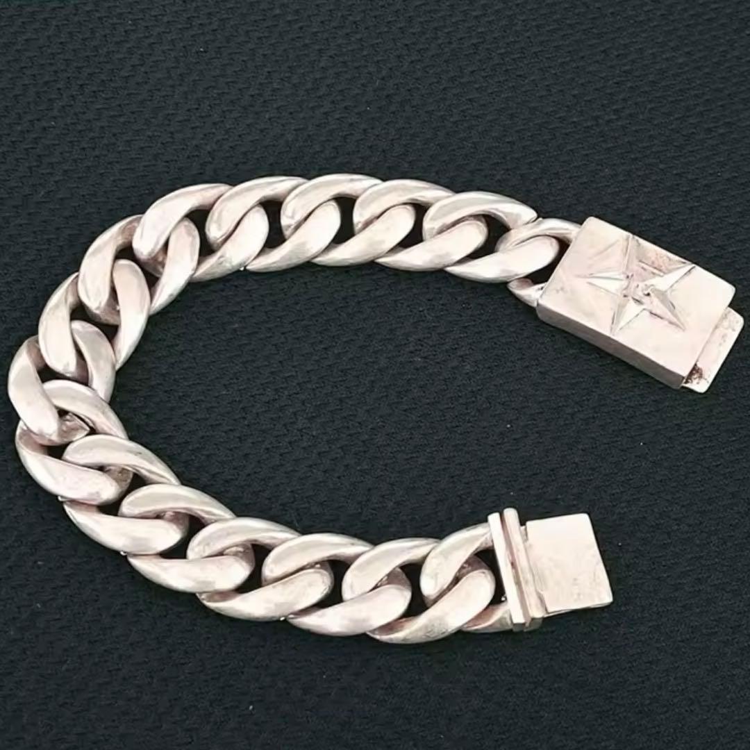 シルバー925 ツイスト星モチーフ チェーンブレスレット ★スター五芒星シンプル