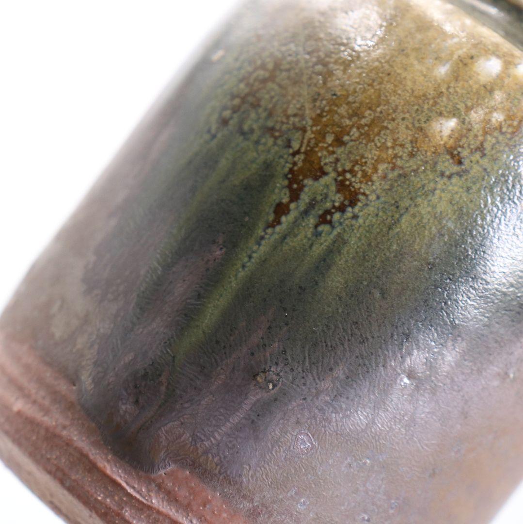 市野克明作 丹波焼 肩衝茶入 段七宝仕覆 茶道具 共箱　V913　N9