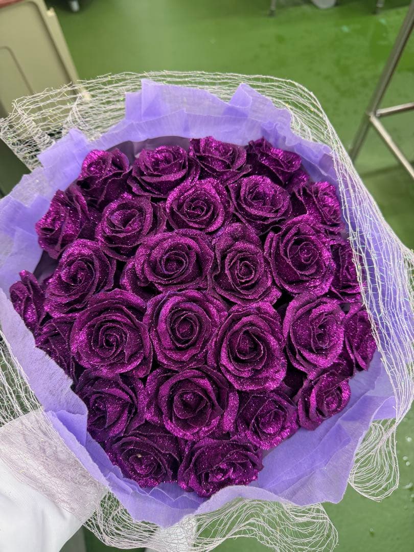 紫色の造花バラアレンジメント