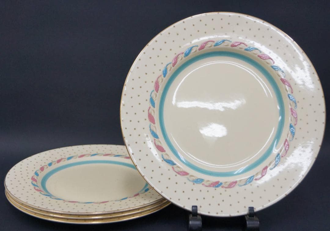 ELEGANCE(エレガンス) アンティーク 大皿 金縁絵皿 四枚セット