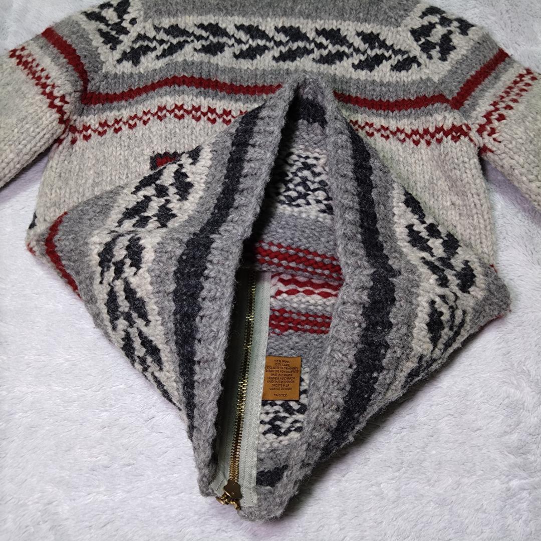 カナディアンセーター　ジップアップカウチン　Ｍ　コンドル　ハンドメイド　カナダ製