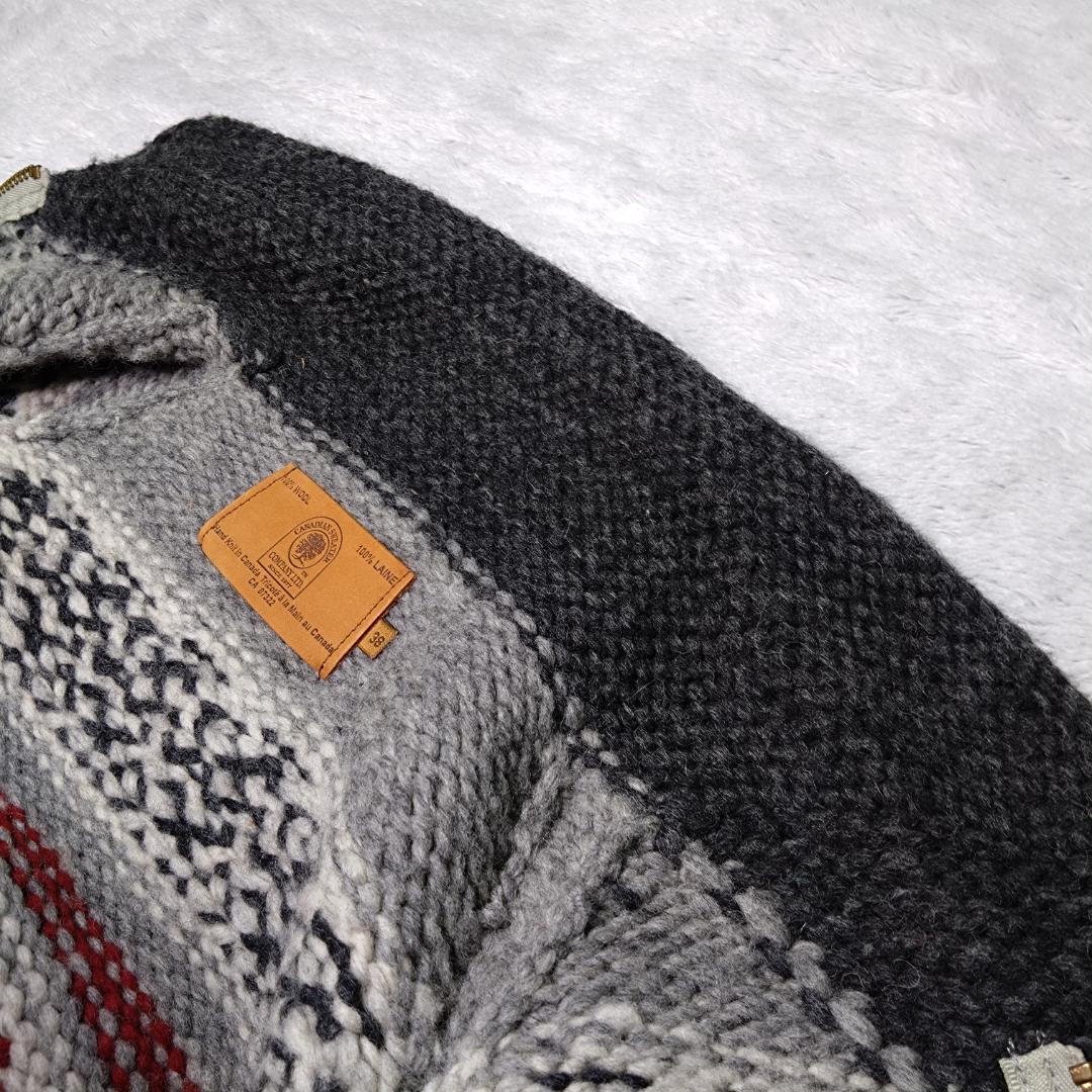 カナディアンセーター　ジップアップカウチン　Ｍ　コンドル　ハンドメイド　カナダ製