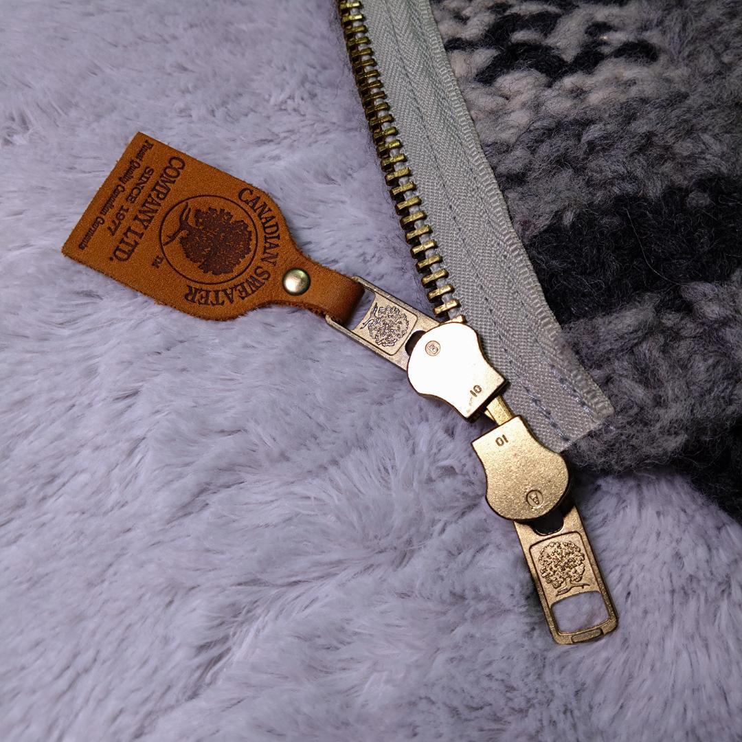 カナディアンセーター　ジップアップカウチン　Ｍ　コンドル　ハンドメイド　カナダ製