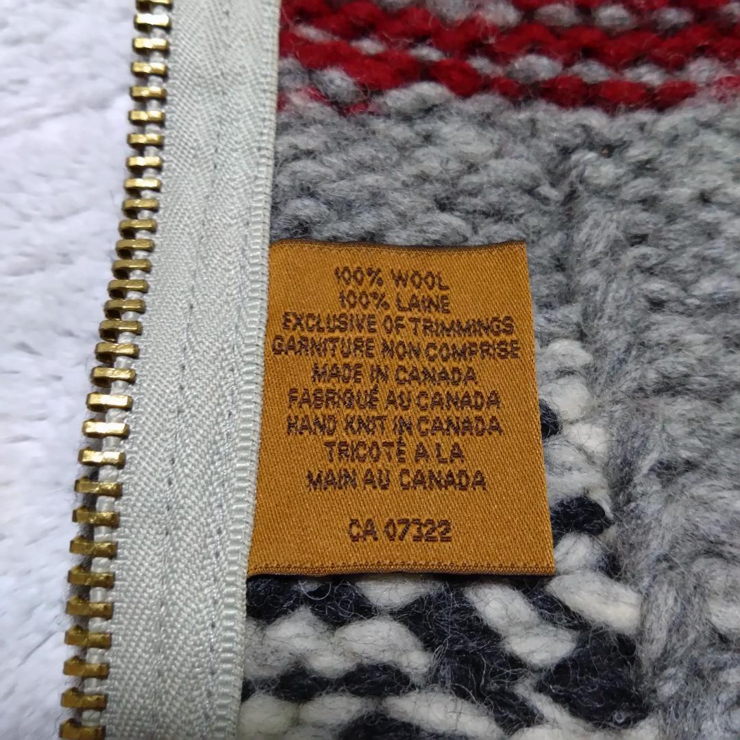 カナディアンセーター　ジップアップカウチン　Ｍ　コンドル　ハンドメイド　カナダ製