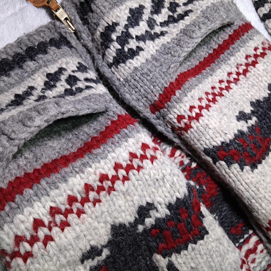 カナディアンセーター　ジップアップカウチン　Ｍ　コンドル　ハンドメイド　カナダ製