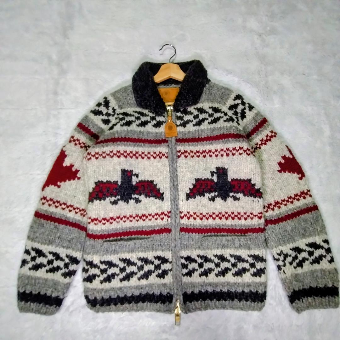 カナディアンセーター　ジップアップカウチン　Ｍ　コンドル　ハンドメイド　カナダ製