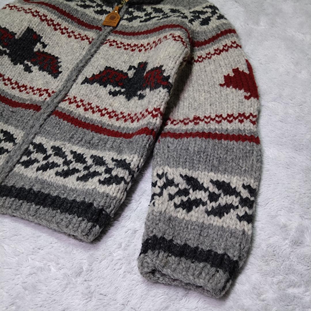 カナディアンセーター　ジップアップカウチン　Ｍ　コンドル　ハンドメイド　カナダ製