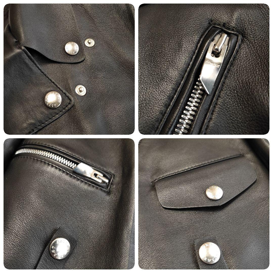 【未使用級】ASTRAET ラムレザー ダブル ライダースジャケット 羊革